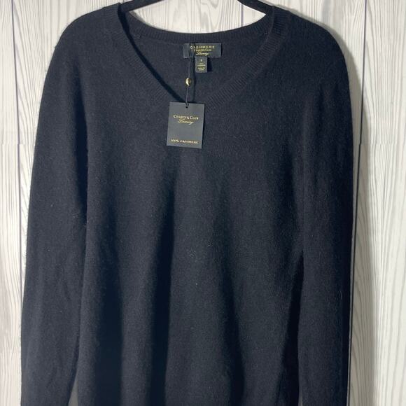 Charter Club 100% 2-PLY CASHMERE Women's Size Sm Solid Black Long Sleeve (READ) - Picture 1 of 8